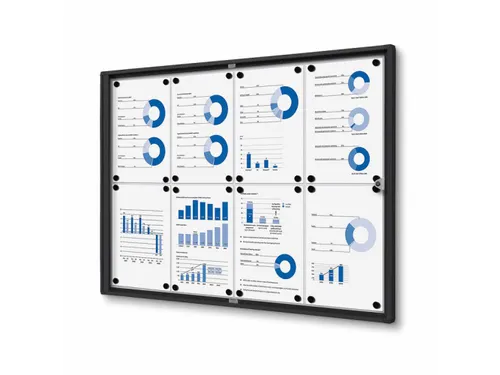 Vitrinekast Mededelingenbord Indoor Economy 8xA4 Zwart