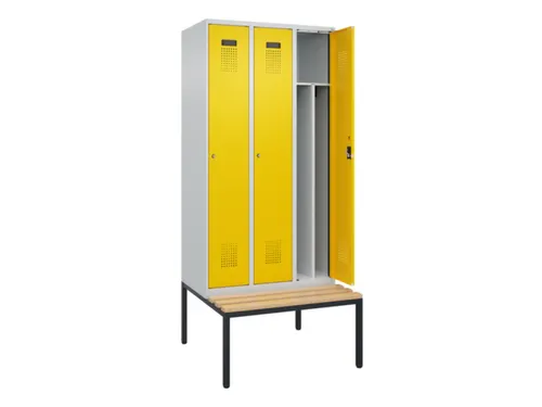 locker met bank,voor scheiding van kleding,HxBxD 2120x900x815mm,3vak