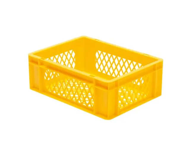 Euronorm-Stapelbak 13l 145x400x300mm Wanden/Bodem Opengewerkt Geel