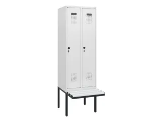 locker met bank,HxBxD 1950x600x815mm,2vak,vak B 300mm,draaigrendel - 2