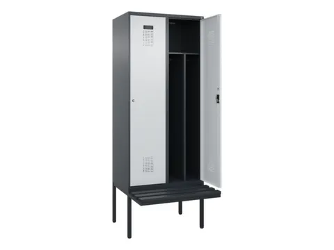 locker met bank,voor scheiding van kleding,HxBxD 2120x800x815mm,2vak