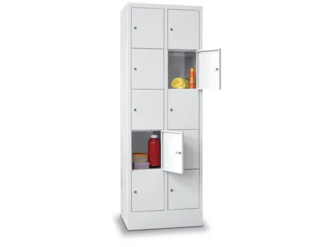 lockerkast,HxBxD 1850x600x500mm,2x5vakken,RAL7035,front RAL5010