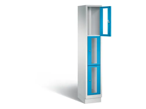Lockerkast 1800x320x500mm 1x3 vakken Cilinderslot, Sokkel, RAL5012