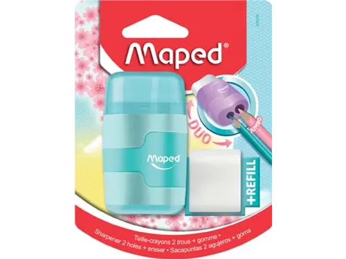 potloodslijper + gom Connect Soft Touch assorti pastelkleuren, op blis