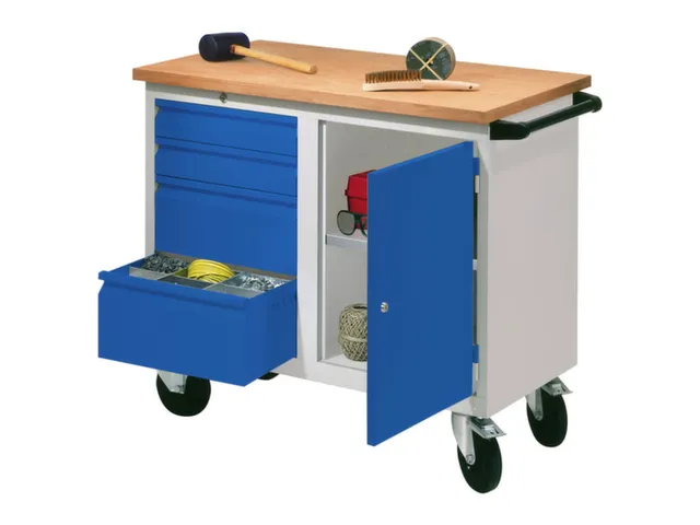 Werkplaatswagen 4 Laden 400kg Staalplaat Ral7035 Front Ral5010