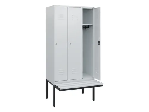 locker met bank,HxBxD 1950x900x815mm,3vak,vak B 300mm,cil.-slot