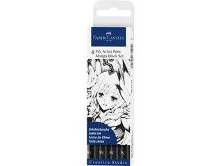 Tekenstift Faber-Castell Pitt Artist Pen Manga 4-delig etui zwart - 2