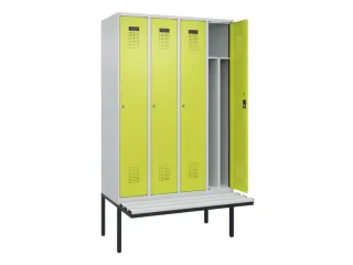 locker met bank,voor scheiding van kleding,HxBxD 2120x1200x815mm,4vak - 1