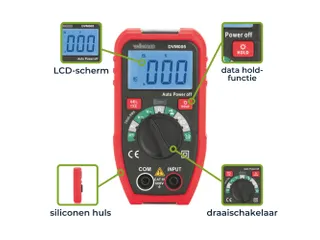 Kleine Robuuste Digitale Multimeter - CAT III - 600 V - 7 Functies - 6