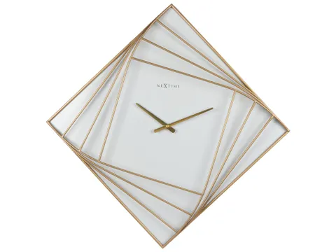 Wandklok Nextime groot 85x85cm metaal goud/wit Turning Time