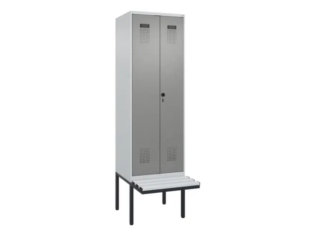 locker met bank,voor scheiding van kleding,HxBxD 2120x600x815mm,2vak