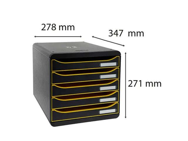 Module de classement Big Box Plus 5 tiroirs Black Office - Noir/jaune
