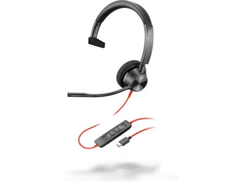 Poly Blackwire 3310 Monaural USB-C Headset + USB-C/A adapter