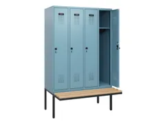 locker met bank,HxBxD 1950x1200x815mm,4vak,vak B 300mm,draaigrendel