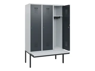 locker met bank,HxBxD 1950x1200x815mm,3vak,vak B 400mm,cilinderslot - 1