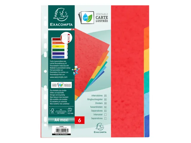 Tabbladen glanskarton 225g 6 tabs - A4 max