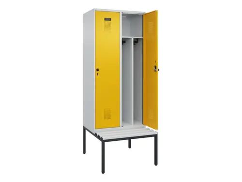 locker met bank,voor scheiding van kleding,HxBxD 2120x800x815mm,2vak