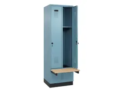 locker met bank,HxBxD 1950x600x815mm,2vak,vak B 300mm,draaigrendel
