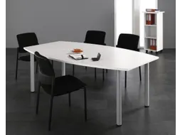 Vergadertafel 72x200x80/120cm Vatvormig Wit 4voeten Alu