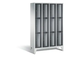 lockerkast 1850x1190x500mm 4x3 vakken Cilinderslot Poten, RAL7021 - 2