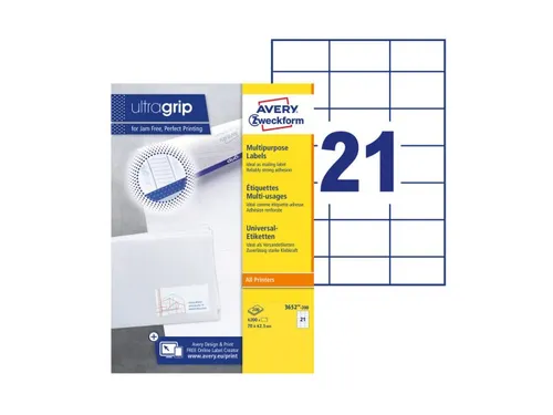 Etiket Avery Zweckform 3652-200 70x42.3mm wit 4200stuks