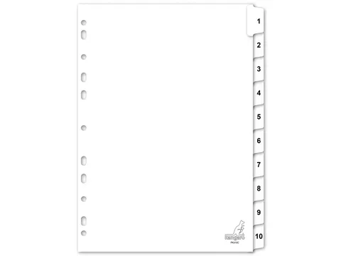 Tabbladen Kangaro 4-gaats PK410C 1-10 genummerd wit karton