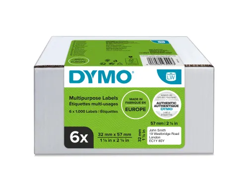 Etiket Dymo 11354 multifunctioneel 32x57mm 6 rollen á 1000 stuk