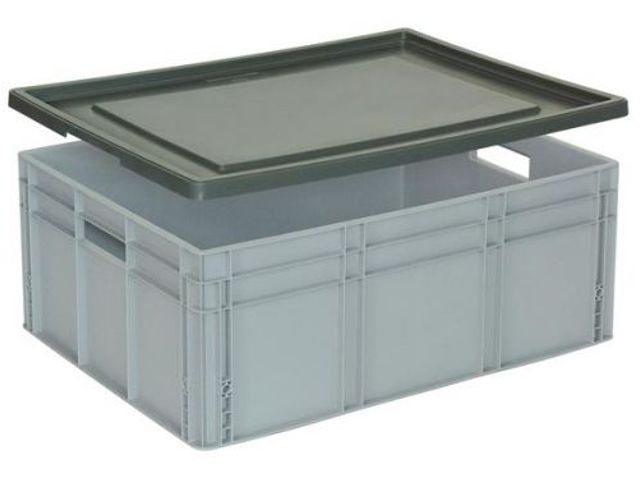 OUTLET stolpdeksel PP v. grote euronorm-container 130l v. bak LxB 800x | BedrijfsuitrustingShop.be