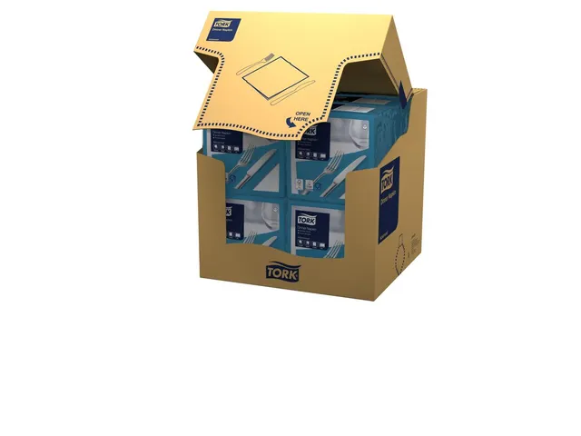 Serviette Tork Dinner 477906 Advanced Pli 1/4 Bleu-vert 39x39cm