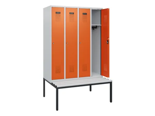 locker met bank,HxBxD 1950x1200x815mm,4vak,vak B 300mm,cilinderslot