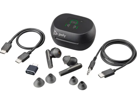 Poly Voyager Free 60+ UC Carbon Black Earbuds + BT700 USB-C-adapter +