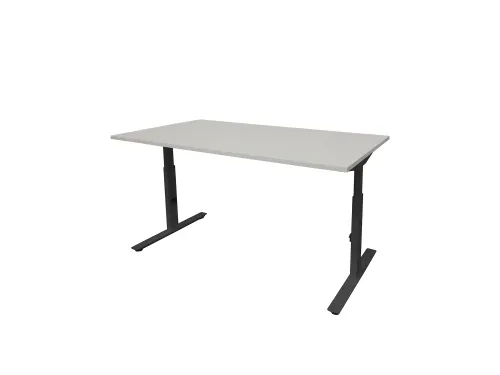 Bureau Linesto Plus Hoogte instelbaar 180x80cm blad Grijs T-poot Zwart