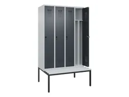 locker met bank,voor scheiding van kleding,HxBxD 2120x1200x815mm,4vak
