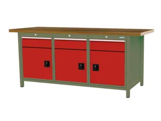 werkbank,HxBxD 860x2000x750mm,onderstel RAL6011,fronten RAL3020 - 3