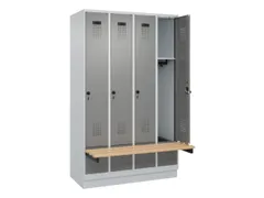 locker met bank,HxBxD 1950x1200x815mm,4vak,vak B 300mm,draaigrendel