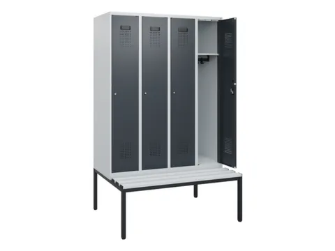 locker met bank,HxBxD 1950x1200x815mm,4vak,vak B 300mm,cilinderslot