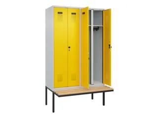 locker met bank,voor scheiding van kleding,HxBxD 2120x1200x815mm,4vak - 1