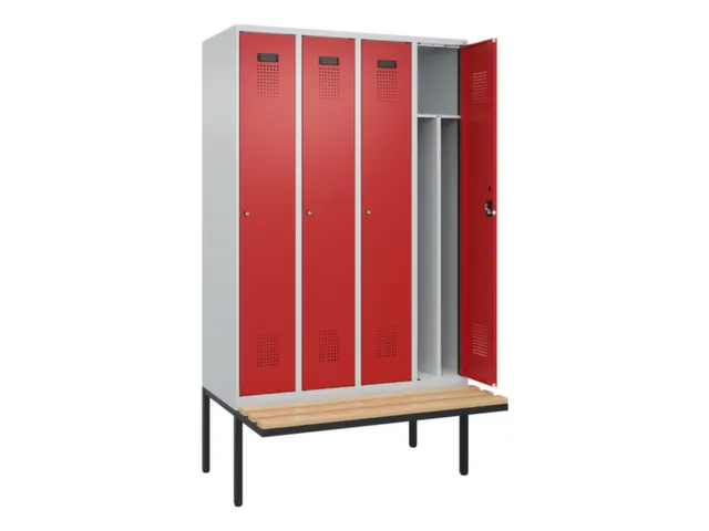 locker met bank,voor scheiding van kleding,HxBxD 2120x1200x815mm,4vak