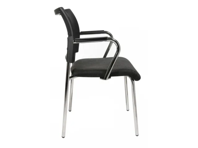 Bezoekersstoel Armleuningen Antraciet Stof Rug Netbekleding Zwart