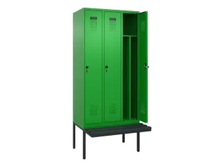locker met bank,voor scheiding van kleding,HxBxD 2120x900x815mm,3vak - 1