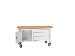 werkbank,HxBxD 830x1500x600mm,multiplexblad,uitrusting: 3laden,kast