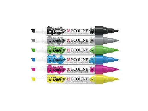 Duotip marker Ecoline basis set 6 kleuren