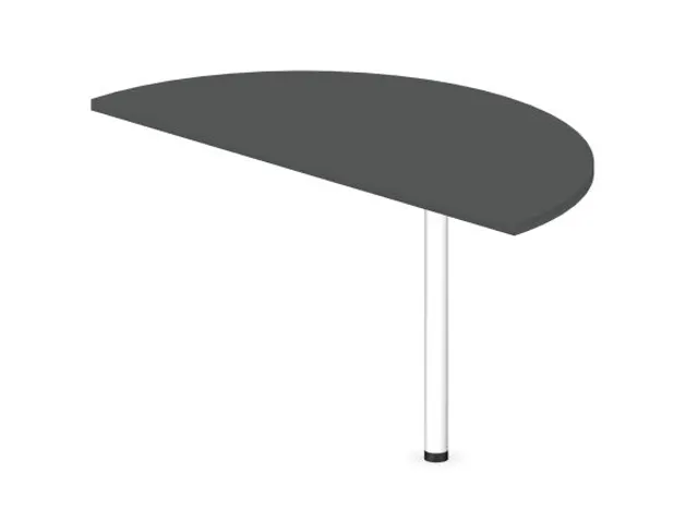 aanbouwtafel,i.h.v.,HxBxD 720-840x1200x600mm,halfrond,MS-donkergrijs