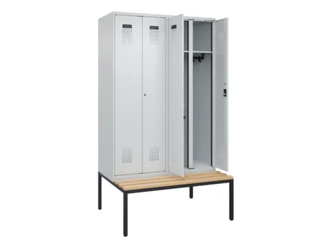 locker met bank,voor scheiding van kleding,HxBxD 2120x1200x815mm,4vak