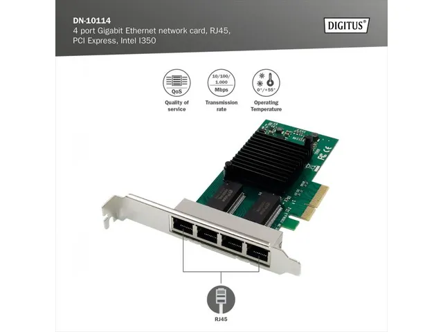 4-poorts Gigabit Ethernet-netwerkkaart RJ45 PCI Express Intel I350