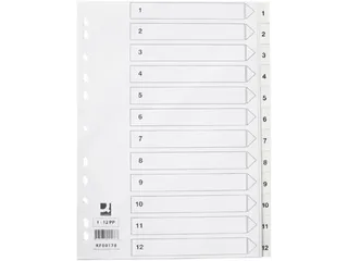 Tabbladen PP Set 1-12 Met Indexblad A4 11-Gaats Wit Personaliseerbaar - 2