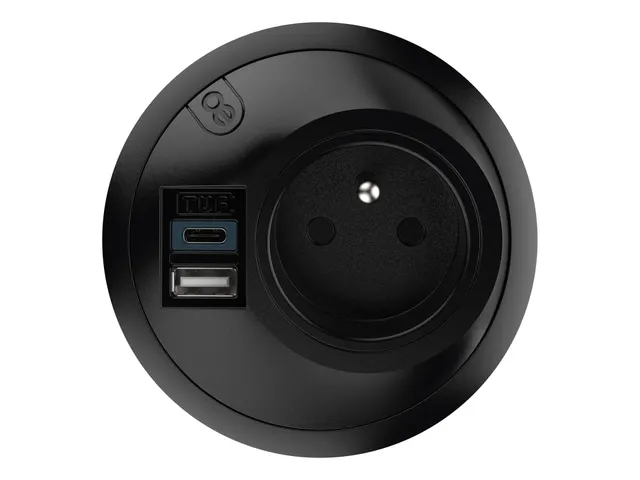 Desktop stekkerdoos Power PixelTUF 1x Penaarde +USB A/C 25W Zwart