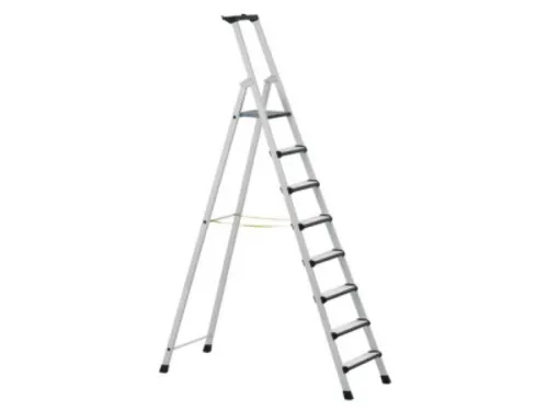 trapladder,eenzijdig,8treden,m. bekleding,stand H 2m,balk L 2,87m