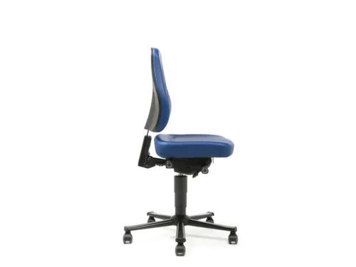 Werkplaatsstoel,zitting kunstleer blauw