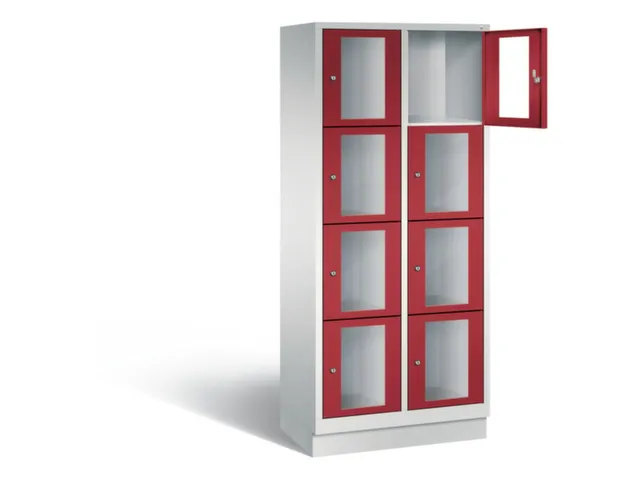 Lockerkast 1800x810x500mm 2x4 vakken Cilinderslot, Sokkel, RAL3003